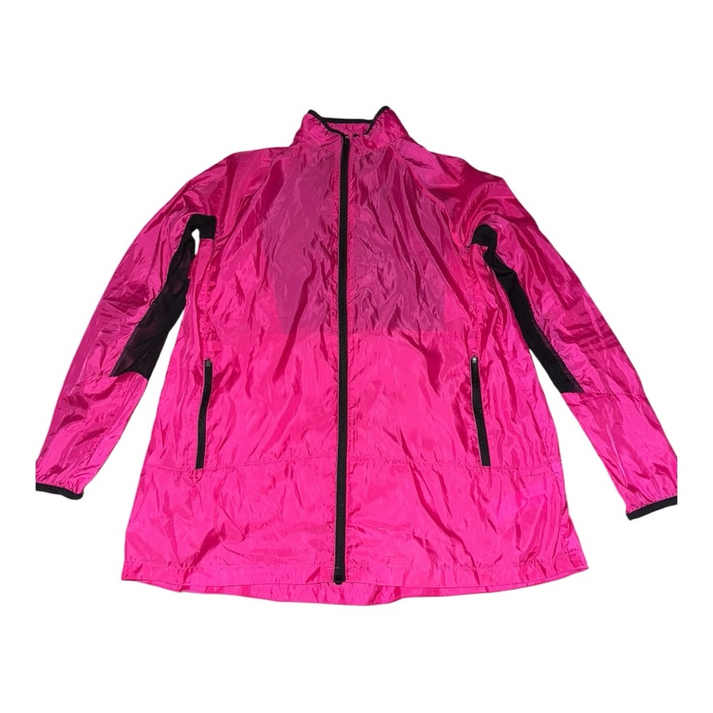 LulaRoe LLR Rise Hot Pink & Black Full Zip Windbreaker Jacket With Mesh Small